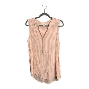 Beachlunchlounge Pink White Striped Sleeveless Tunic Size M